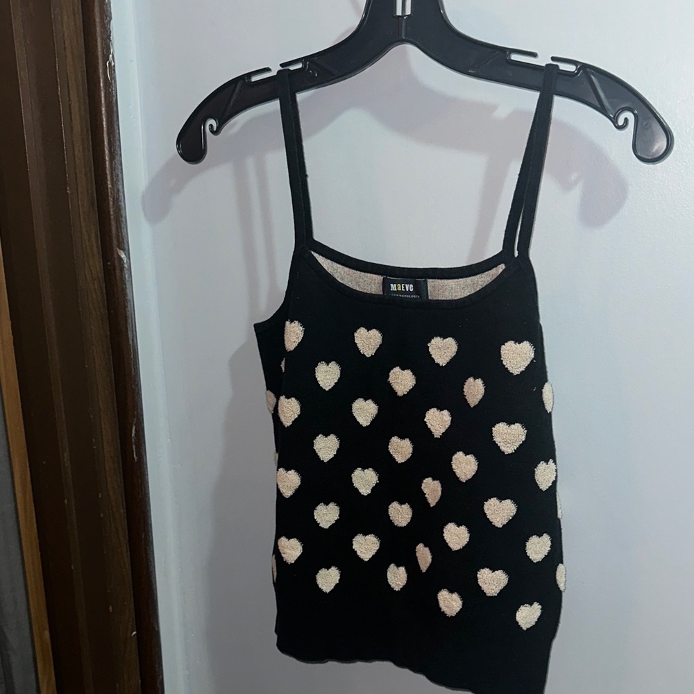 Anthropologie Black and Cream Heart Camisole